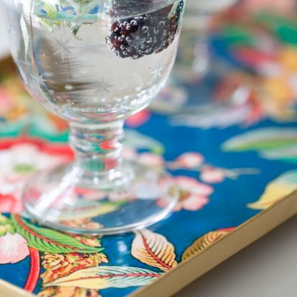 Enamel Cocktail Tray in tropical parrot design