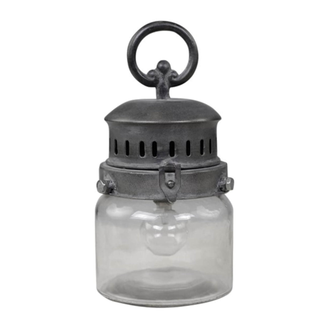 LANTERN WITH BULB & TIMER Clear Glass