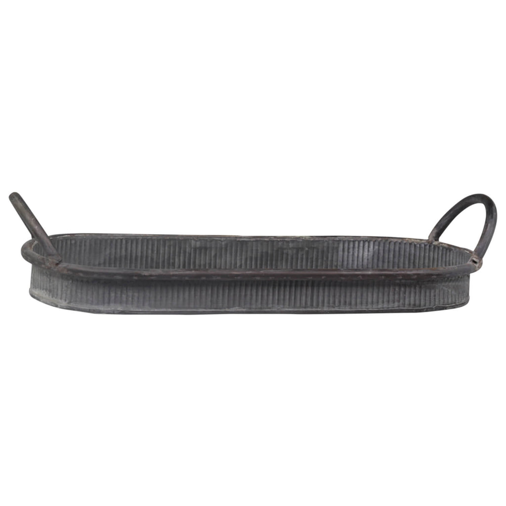 LONG ZINC TRAY WITH HANDLES