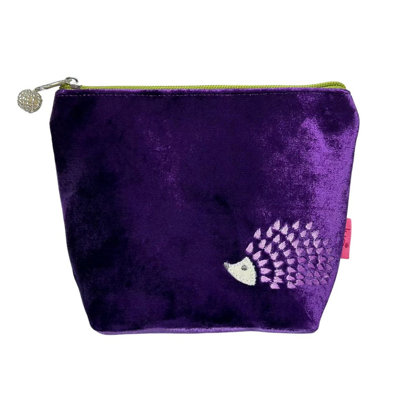 HEDGEHOG VELVET MAKEUP BAG Deep purple