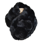 FAUX FUR POMPOM SCARF Navy or Black