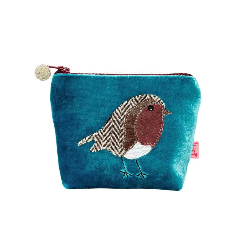 WINTER ROBIN VELVET PETITE PURSE Sky Blue