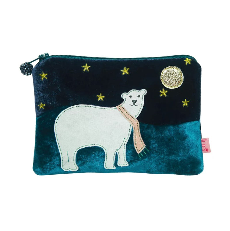 POLAR BEAR VELVET PURSE Midnight sky