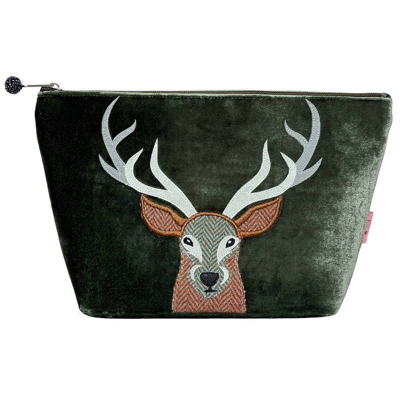 STAG LARGE MAKEUP BAG Dark Sage Velvet