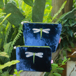 DRAGONFLY VELVET MAKEUP BAG Dark Navy