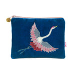 FLYING CRANE VELVET EYE MASK Azure blue