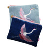 FLYING CRANE VELVET PURSE Azure blue