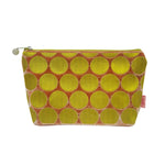 GEO DOT VELVET MAKEUP BAG Peach & Saffron