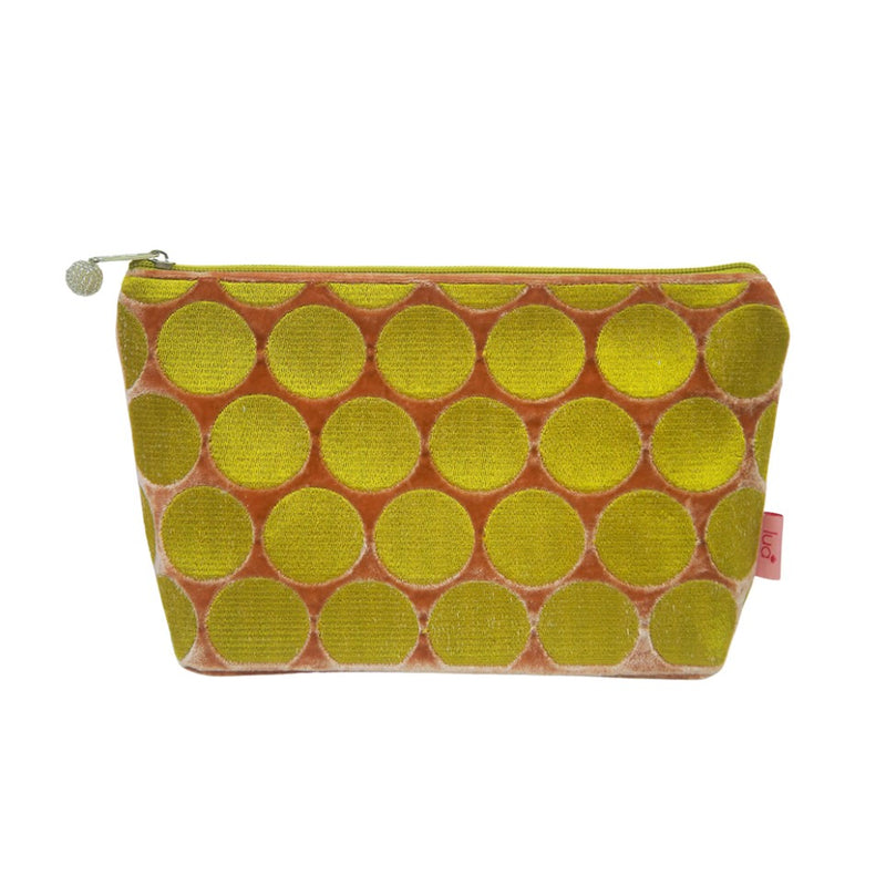 GEO DOT VELVET MAKEUP BAG Peach & Saffron