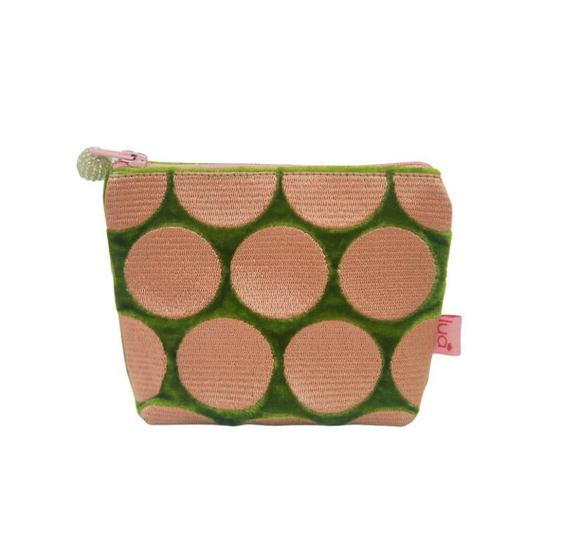 GEO DOT PETITE VELVET PURSE Olive & Peach