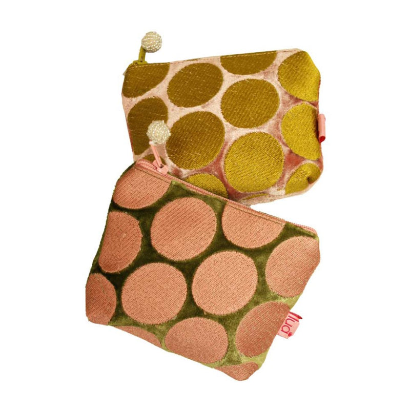 GEO DOT PETITE VELVET PURSE Olive & Peach