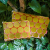 GEO DOT VELVET MAKEUP BAG Peach & Saffron