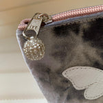 BEE VELVET MAKEUP BAG Silver grey