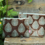 FERN VELVET MAKEUP BAG Latte & Seabreeze