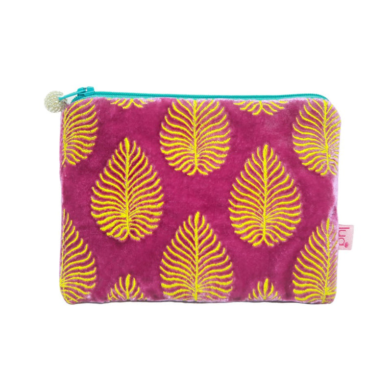 FERN VELVET MAKEUP BAG Cerise & Saffron