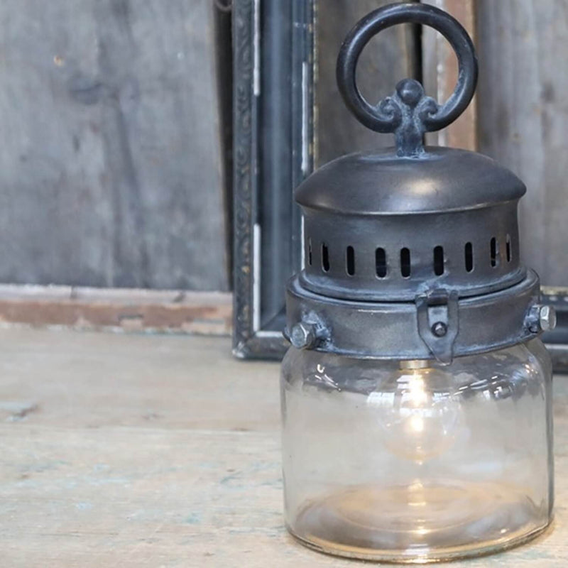 LANTERN WITH BULB & TIMER Clear Glass