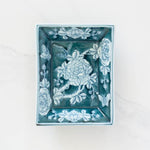 TRINKET DISH Teal Delft Rose