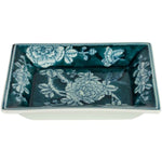 TRINKET DISH Teal Delft Rose