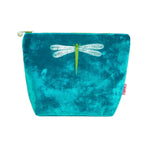 DRAGONFLY VELVET MAKEUP WASH BAG Vivid Aqua